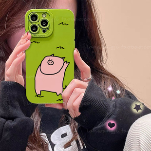 等风来小猪oppo reno11手机壳8954/6PRO R17/A1pro/A57趣味K10个性A9x/A32女A72可爱a58/A1X卡通A56S绿色A92S