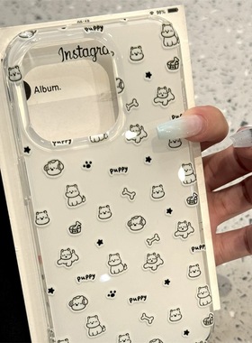 双层光面插画清新狗狗适用OPPO Findx8S+/X7手机壳Reno13/12/11/8/9/A5pro卡通K10x/A58/A55/A79可爱A3X女款