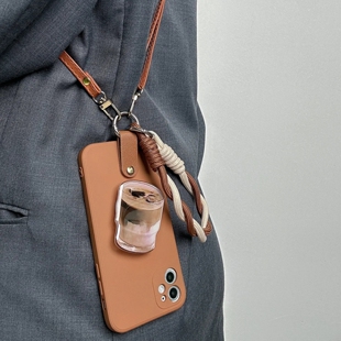 秋冬深棕咖啡支架适用X9C荣耀400/magic8/300/80/90GT/50SE手机壳X70斜挎绳X40/X20/100手提X60PRO畅玩70plus