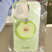 适用苹果11 max创意iPhone 夏天青苹果磁吸款 15pro手机壳14pm 13mini支架xs 12新款 XR全包658女SE3简约套