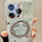 M6pro X3GT 13TPRO 薄荷绿星星折叠磁吸支架适用小米14T C75 NOTE14手机壳poco F5红米13R小众14C 11S C65