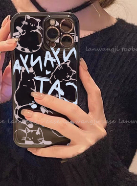 脏粉色猫适用红米k30S小米14/12x可爱10手机壳note9/8/11PRO潮K70女款k80/K90涂鸦mi 13新款mix4/civi2卡通