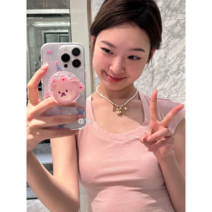 4手机壳90 80GT 70pro清新play7T 戴花朵小熊磁吸适用荣耀100 X40g magic6 200少女心X30 X50i畅玩50PLUS X9A