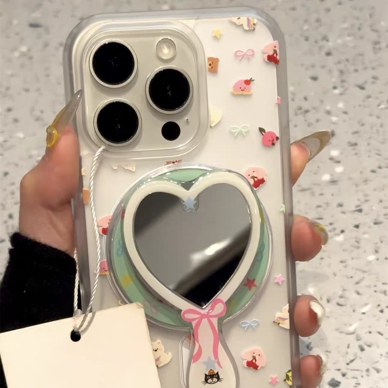 满屏动物爱心镜子带磁吸适用小米13TPRO/14T/NOTE13手机壳poco m7支架F7/F4/13红米13C/14硅胶C75/11S软M6pro