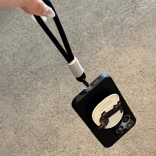 50pro华为100 黑底土豆支架腊肠狗适用荣耀200 80se可爱70 magic6pro手机壳90GT 10女X40i全包X50畅玩30 X9A