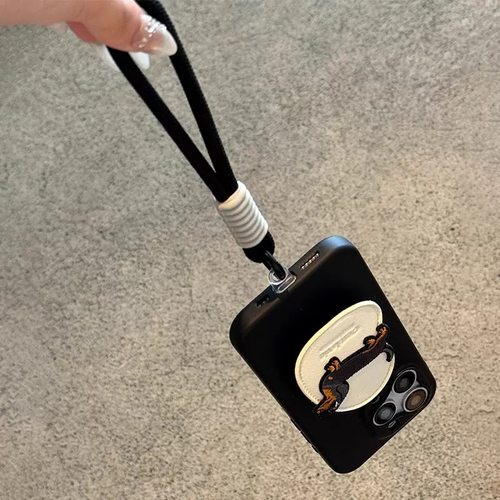 黑底土豆支架腊肠狗适用oppo reno12/11/13/7564SE手机壳findx7pro/x5/A2/A3PRO/A57可爱A58全包A9X/A1女A56