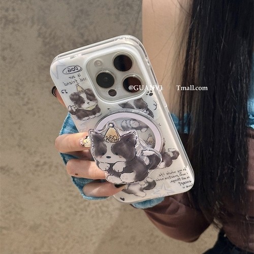 小边牧狗狗磁吸支架壳适用vivoV30/y35+可爱X50/60PRO+手机壳x90/80/X70可爱y200i硅胶S18e/y50/y70s/Y36/y78