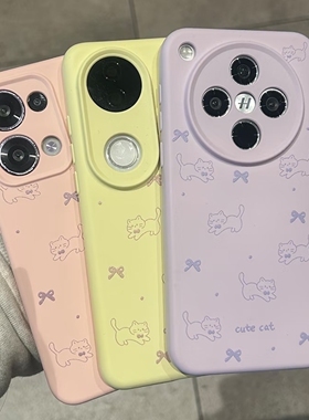 软糯Q弹马卡龙满屏猫咪适用OPPOReno13手机壳Findx8液态硅胶reno12/11pro可爱A5Pro创意一加ACE5pro/13防摔12