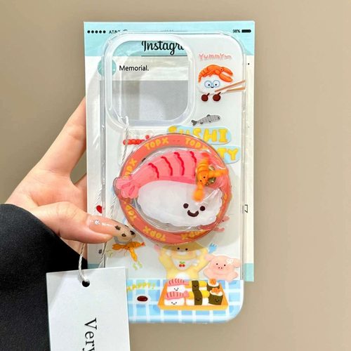 可爱龙虾寿司饭团带磁吸适用vivo X200mini/X90手机壳X70/S16/X100可爱s19/S17/s20支架Y77/Y36/V40/Y300pro