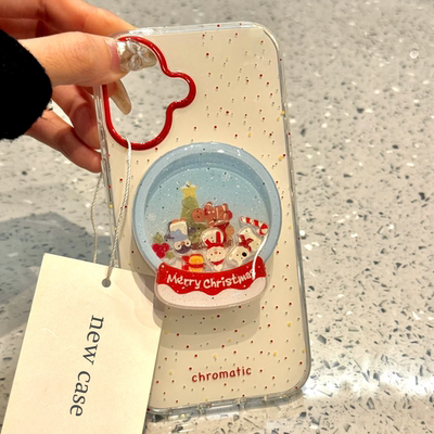 圣诞款雪人饼饼企鹅磁吸适用苹果17PROMAX/15PRO手机壳14PRO/13mini摇摇乐XR/iPhone16PRO支架11女生X/4578SE