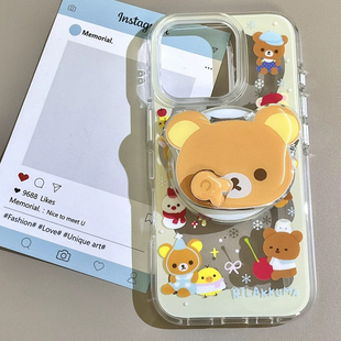 磁吸旋转比耶轻松熊支架适用vivo iQOO z9turbo/neo10手机壳8/6SE/7竞速iqoo13PRO/12/10/11S有趣U5e/Z1x/U3