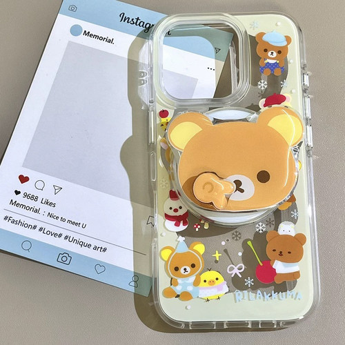 磁吸旋转比耶轻松熊支架适用小米15至尊/14/13手机壳红米K80/K70/K60/note14/11/12T有趣10/civi4pro/K40/K50