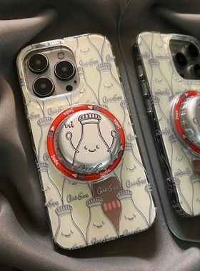 艺术汽水瓶磁吸支架适用三星S25/S24ultra/Note20/A35/A16/S10手机壳A25可爱S23+A73超火S9+S21fe/A55小众A56