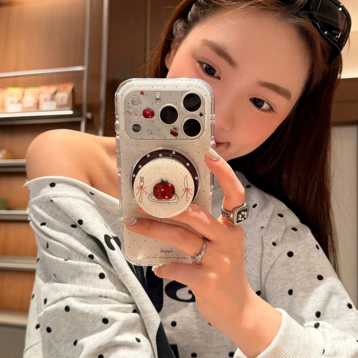 ins波点苹果磁吸支架适用P60华为nova15ultra/14/13/12/10/987SE手机壳pura70韩风mate80/P50畅享80女P40pro