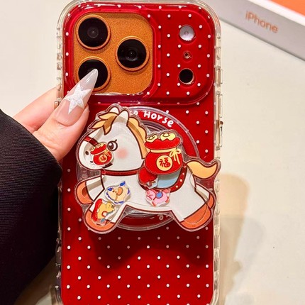 元宝小马摇摇乐磁吸支架适用小米15T/14/13TPRO/NOTE14手机壳pocox7/X3GT/F6/F5红米15R/14C新年C65C85/M7pro