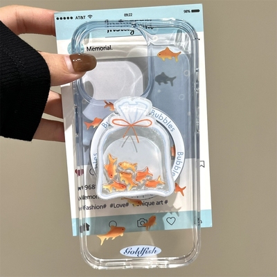 渐变金鱼摇摇乐磁吸支架适用三星S25/Note20/A06/A55/S10手机壳A53湖蓝s23 FE/A23软S24ultra/A12个性A33/S21