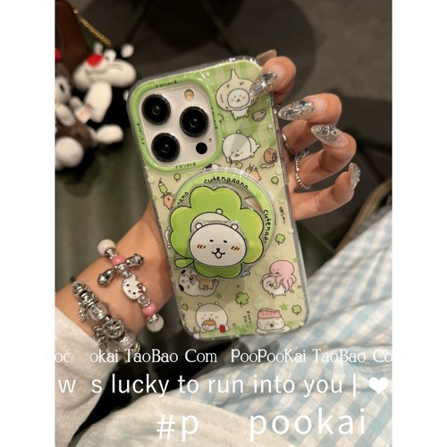 四叶草自嘲熊旋转磁吸支架适用vivo S20/X200pro/X90s/X100PRO手机壳x300卡通S19/y36T/V30/Y78/Y76S/30/S16e