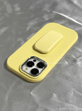 鹅黄色可立支架适用vivo S16/X70/X100pro/X90S手机壳S12/15/X80/Y100i马卡龙Y77/y78女男Y35+/y53S纯色y76S