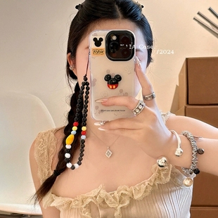 11PRO链条XR软678手绳SE硅胶软 13mini可爱XR全包iPhone15PRO 趣味米奇头像适用苹果16PROMAX 16手机壳14PRO