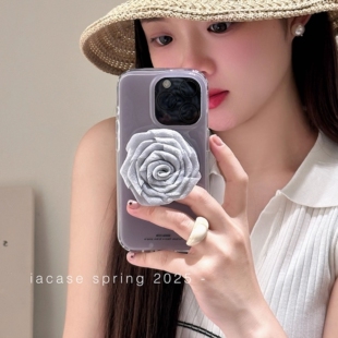 13PRO简约13mini 876PLUS 17手机壳16E SE小众Air 15PRO 温柔玫瑰花朵磁吸支架适用苹果17promax