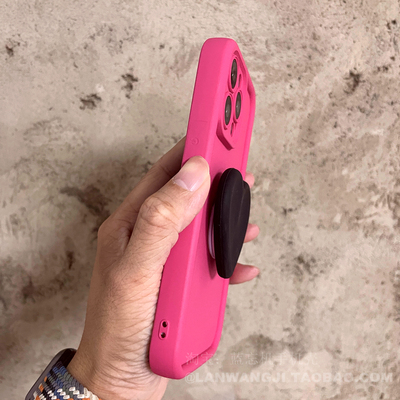 辣妹ins火龙果色爱心适用苹果17PRO手机壳iphone14promax加厚13全包11女生xsmax硅胶pm套x网红12气囊支架786