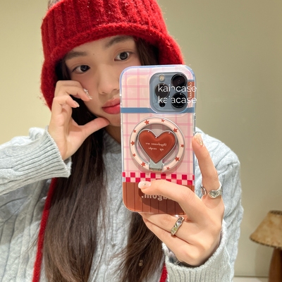 粉棕爱心折叠磁吸支架适用oppo realme NEO6/GT8真我12X/GT2大师探索GT7甜美neo7se手机壳15PRO+13/14/V25/70