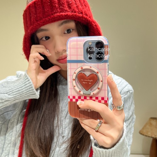 粉棕爱心折叠磁吸支架适用vivo y500/S30promini/X90/X300手机壳S20/X200/V40甜美Y78+Y36/35/S19/X80/S17/16