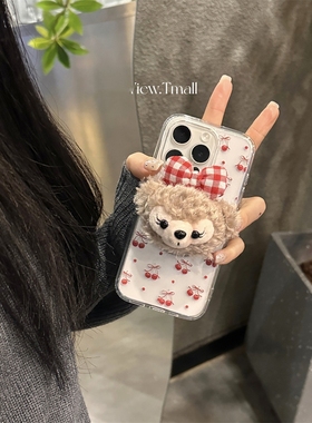 磁吸毛绒雪莉玫支架适用iphone15苹果13promax手机壳12/13mini可爱11少女14pro女13promax硅胶13/678透明se/X