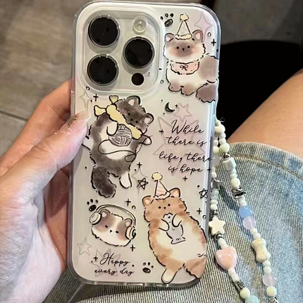 涂鸦ins插画渲染适用oppo A2x/A3/reno15/13/8795/findx7ultra/x5挂绳A58手机壳A35猫咪A57/K12X硅胶A96/A93S