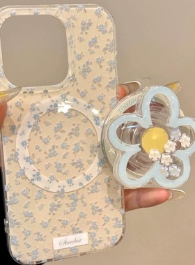 ins小碎花带磁吸适用OPPO Reno14/13pro/12F/764手机壳FindX8S/X7Ultra摇摇乐K12/A57/A58X/A93/A2支架A5/A3