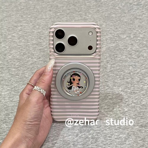 条纹小女孩磁吸支架适用vivo X300ultra/y500i/S50/X90S手机壳S30/X200promini/V70可爱Y78/Y37/36/S19/70/16