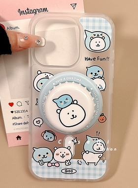 酷儿自嘲熊瓶盖磁吸支架适用vivo iQOOz9 turbo+/neo10PRO手机壳8/6SE/7创意iqoo13/12/15/11S可爱U5e硅胶z8X