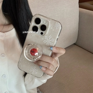 米白色雪花苹果球支架适用A5/OPPO FindX9/X8S+Reno15/14/12/11F/10手机壳A98/A6pro/K13/A2m/A93圣诞A3X/A57