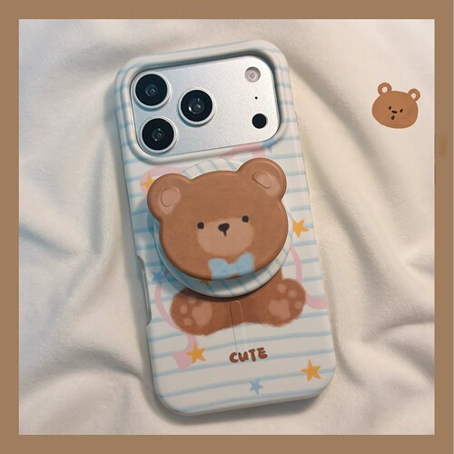 领结小熊磁吸支架适用1加15T/ACE6至尊一加13t手机壳12/1+9R/oneplus ACE5/ACE3pro可爱11/ACE2硅胶Turbo6V软