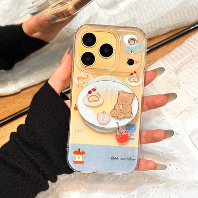 甜品小熊挂坠磁吸支架适用传音HOT40手机壳15pro红魔11pro+nfinx Smart8少女心hone3Apro华硕ZenFone9可爱软