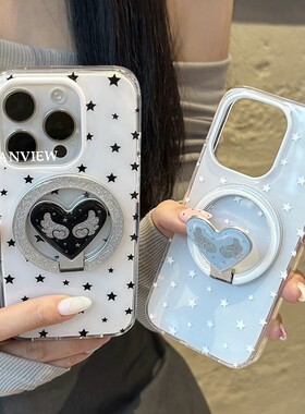 心形翅膀旋转磁吸支架适用三星S25/S24ultra/Note20/A34/A06/S10e手机壳A25星星S23+A73/S9/S21fe小众A55/A56