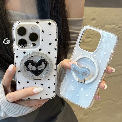 心形翅膀旋转磁吸支架适用小米17promax/14/15T手机壳k70红米K50/K60/K80至尊Note15/13/12硬Turbo4/civi5PRO