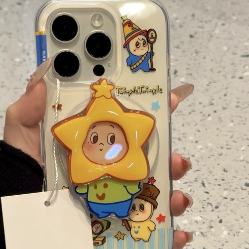 闹钟星星人头套磁吸支架适用A2/OPPO Reno13/14/12/11F/10手机壳findx8/X7ultra/A58软萌A5pro/K13/A3/A96/53