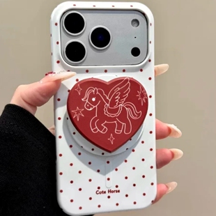 红色爱心小马磁吸支架适用传音HOT40手机壳15pro红魔11pro+nfinx Smart8新年hone3Apro华硕ZenFone9磨砂软壳