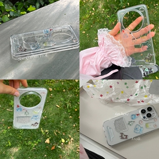 闪粉diy雪人贴纸适用vivo v50/X200/X90/X100S手机壳S20/y300细闪卡纸S19/y36T/V30/Y35高透Y76S/X60/X80PRO