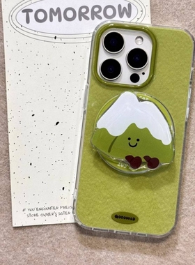 绿色雪山磁吸支架适用小米15T/14/13TPRO/NOTE14手机壳pocox7/X3GT/F6创意F5红米15R/14C/C85小清新C75/M7pro