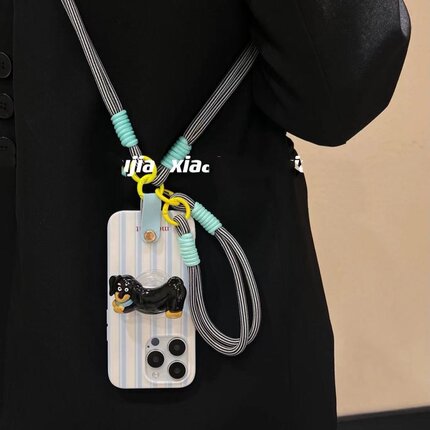 可爱腊肠狗支架K7x适用oppo reno12/11/13/879564SE手机壳findx7ultra/x8/A2/A3PRO/A97斜挎绳A58/A9X/A1/A55