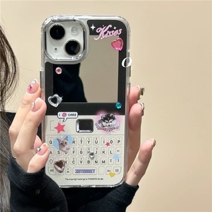 补妆镜面电话机oppo reno9/8手机壳754/6PRO+R17/A1pro/A57创意K10亮面A9x/A32/a8女A72/findx5/X3pro/A55