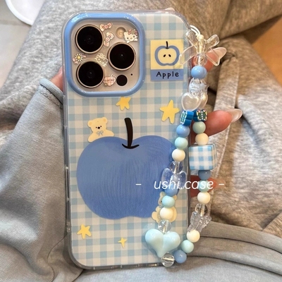 蓝格纹KT苹果适用OPPO手机壳FindX8S/X7ultra链条Reno14/13/15/8764/9/A5pro/K12/A57/A78双层imd/A2m/A3活力