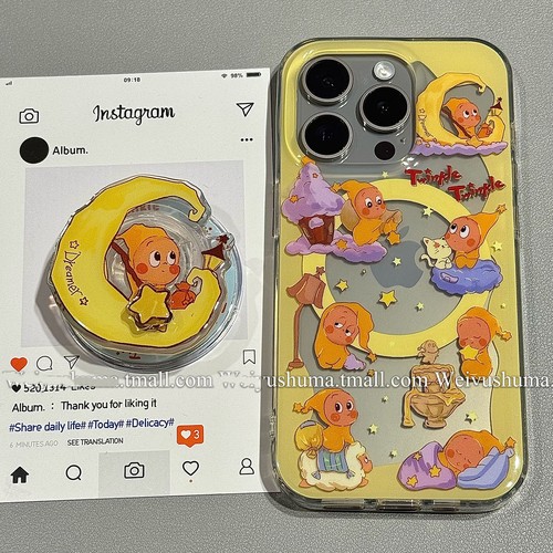 旋转星星月亮小人磁吸支架适用OPPO A6pro/Reno14F/13/12/11/10手机壳findx7/X8ultra/A77/A5X/K12/A3/A58/56