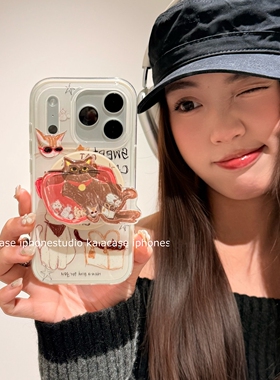 涂鸦猫咪摇摇乐磁吸支架适用小米17pro/15T/14手机壳k70红米K90/K60E/K80至尊Note15R软萌12/Turbo5MAX/civi3