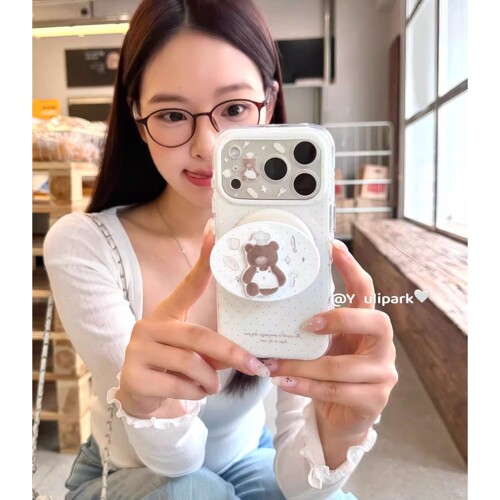 厨师小熊磁吸支架适用vivo iQOO15ultra/Z10turbo/Z11x手机壳neo9pro+6SE/8/neo9可爱13/11S/Z7i/U5e白色Z8X