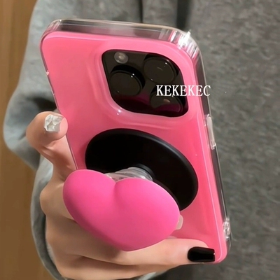 立体玫红爱心磁吸支架适用A5/OPPO FindX9/X7ultra/Reno14/13/12/11F/10手机壳A79/A6pro甜酷K12/A3X/A58网红