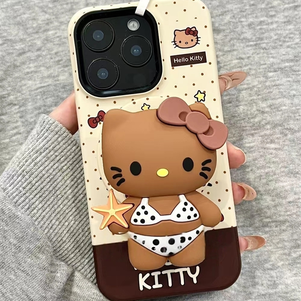 比基尼黑皮KT猫磁吸支架适用魅族21/22/20硅胶meizu21class手机壳note16/9创意16spro/18可爱17PRO/Lucky08软