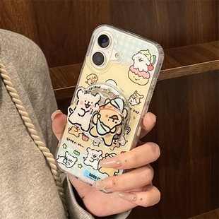 80手机壳magic8 2008可爱X9C X40趣味60 X70i畅玩60m 线条小狗旋转磁吸支架适用华为GT荣耀400 X50pro 300